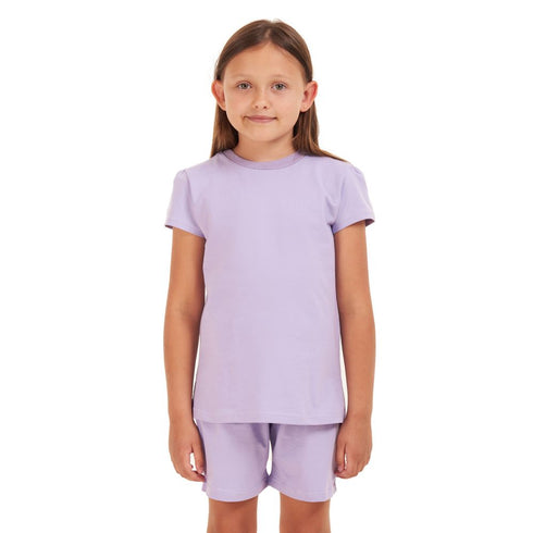 Girls summer pajama set Purple t-shirt +shorts